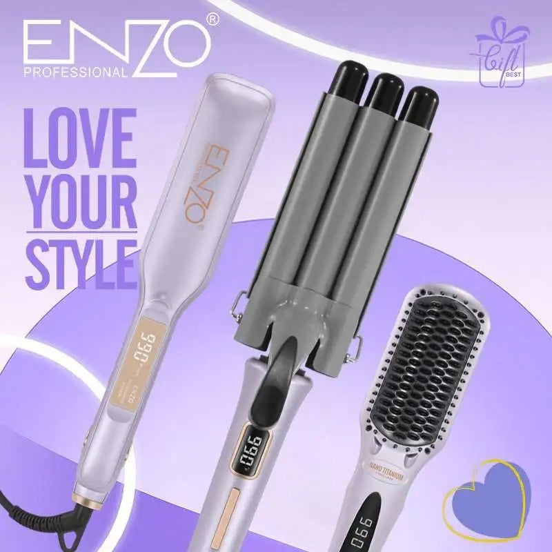 ENZO PROFESSIONAL Pack lisseur-onduleur et brosse soufflante