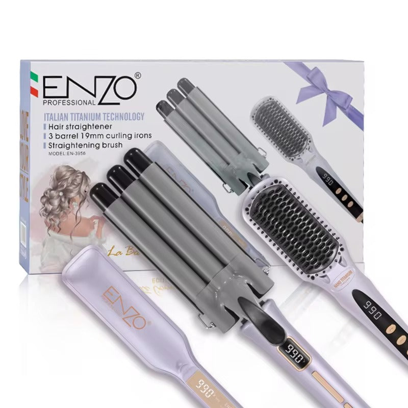 ENZO PROFESSIONAL Pack lisseur-onduleur et brosse soufflante